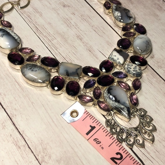 SOLD! Dendtrite opal & amethyst necklace - Picture 7 of 8